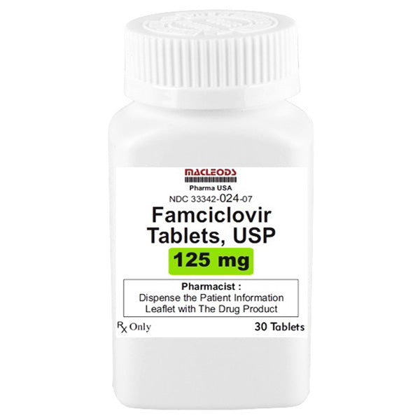 Famciclovir Tablets 125mg, 250mg, 500mg by Macleods 30 Count (RX)