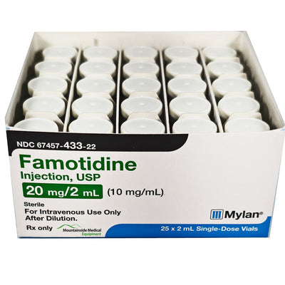 Famotidine Injection USP 20 mg Per 2 mL Single-Dose Vials by Mylan 25/Box (RX) **Refrigerated Item**