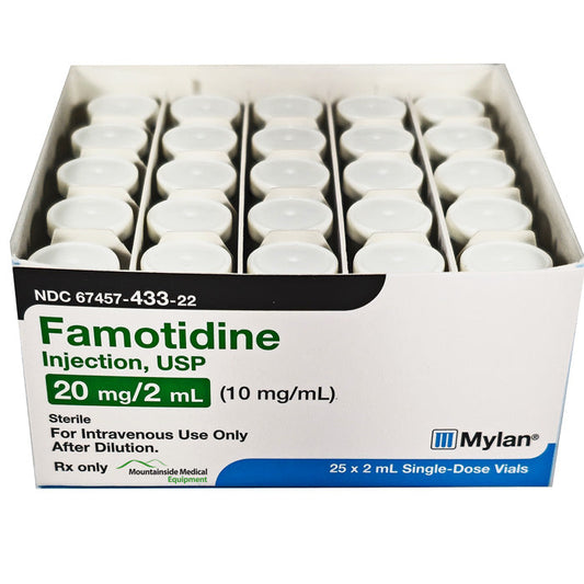 Famotidine Injection USP 20 mg Per 2 mL Single-Dose Vials by Mylan 25/Box (RX) **Refrigerated Item**