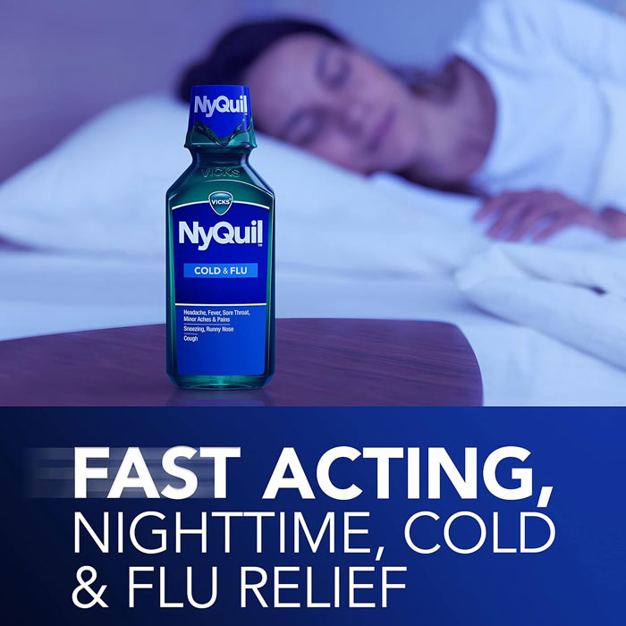 Vicks Nyquil Cold  Flu Nighttime Relief Medicine Liquid 8 oz