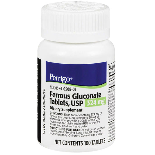 Ferrous Gluconate Tablets 324 mg by Padagis 100 Count