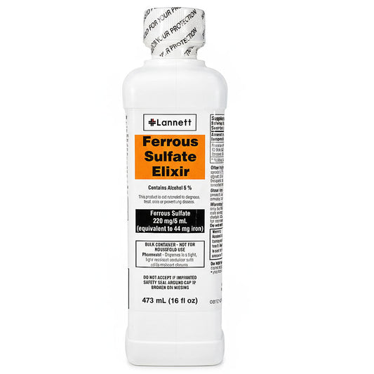 Ferrous Sulfate Elixir Liquid Iron Supplement 473 mL