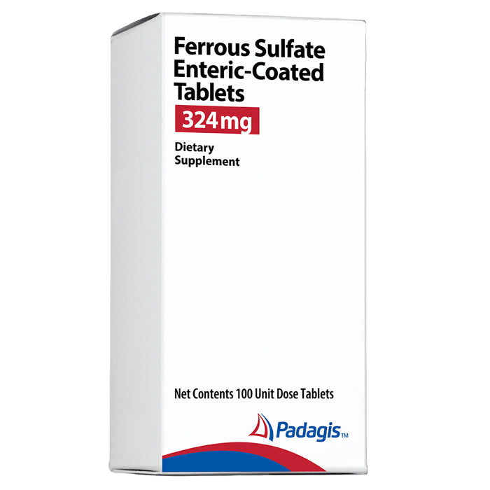 Ferrous Sulfate Enteric-Coated Tablets 324 mg Oral Iron Supplement, 100 Count