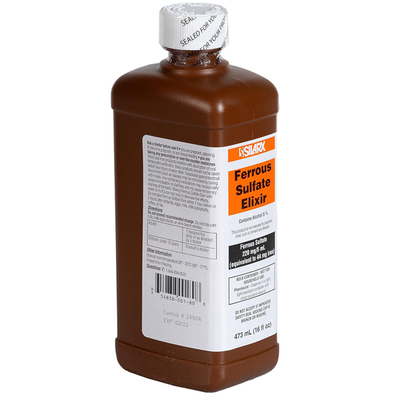 Ferrous Sulfate Elixir Liquid Iron Supplement 473 mL