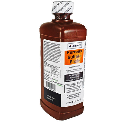 Ferrous Sulfate Elixir Liquid Iron Supplement 473 mL