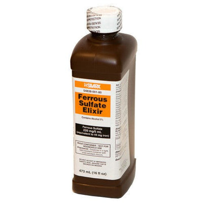 Ferrous Sulfate Elixir Liquid Iron Supplement 473 mL