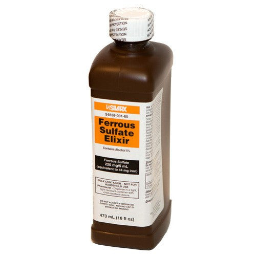 Ferrous Sulfate Elixir Liquid Iron Supplement 473 mL