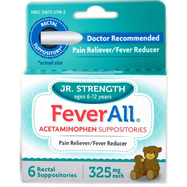 Feverall Acetaminophen 325mg Suppositories 6 Count