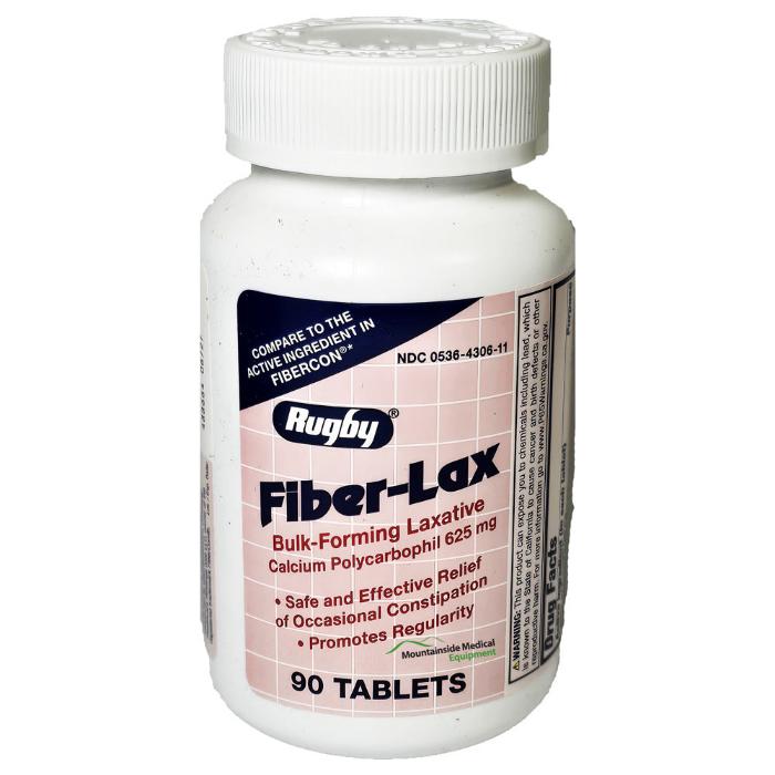 Fiber-Lax Laxative Tablets (Calcium Polycarbophil 625 mg) by Rugby 90 Count