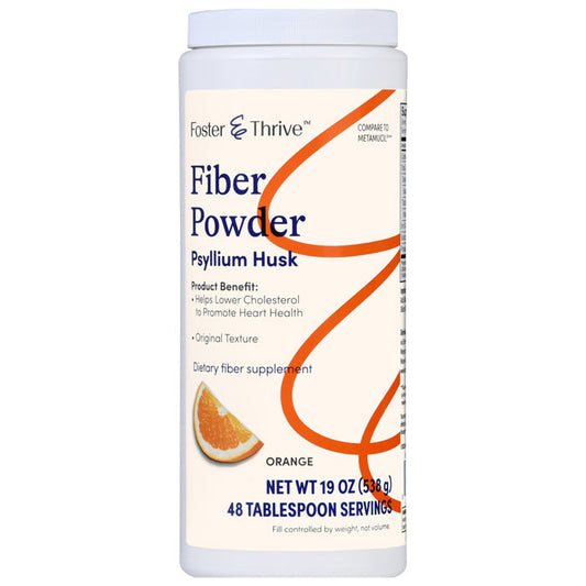 Fiber Supplement Powder with Psyllium Husk, Orange Flavor 19 oz