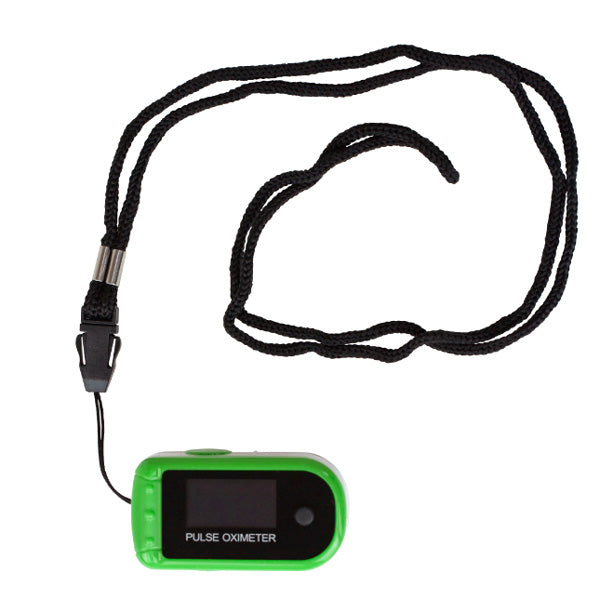 Fingertip Pulse Oximeter with LED Screen and Lanyard, Batteries Included