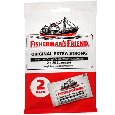Fishersmans Friend Original Extra Strong Menthol Cough Suppressant Lozenges 40 Count
