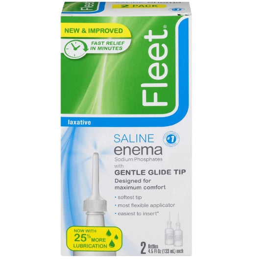 Fleet Adult Saline Enema Sodium Phosphate with Gentle Glide Tip, Twin Pack