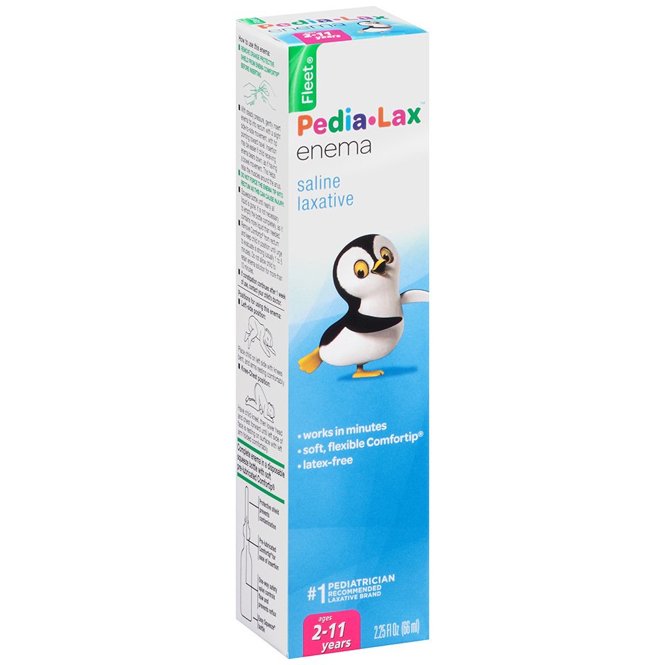 Fleet Pedia Lax Pediatric Childrens Saline Enema with Flexible Lubricated Comfortip