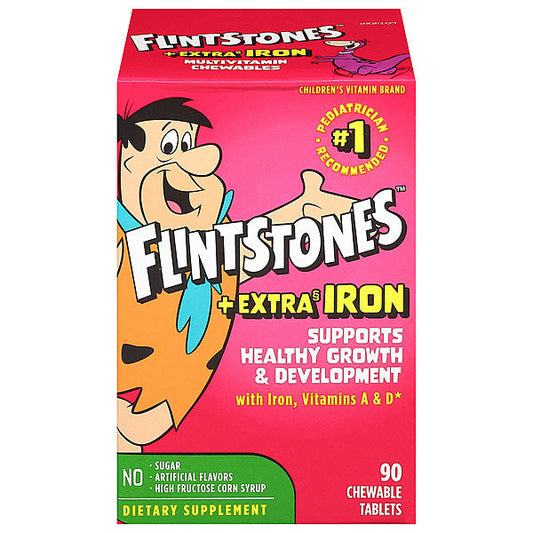 Flintstones Extra Iron Chewable Multivitatmins, Supports Healthy Growth & Development 90 Count