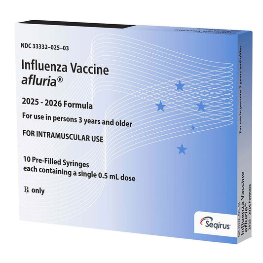 Flu Vaccine 2025-2026 AFLURIA Trivalent Influenza Vaccine (Flu Shot) 0.5 mL x 10 Syringes (RX)