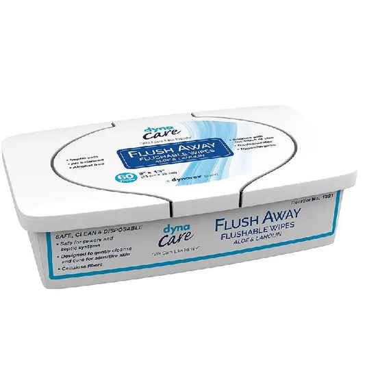 Moist Flushable Wipes with Aloe Vera & Lanolin, 60 Count
