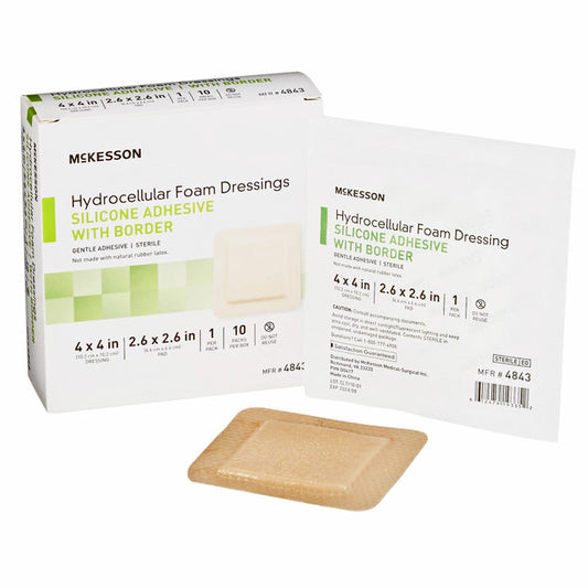 Hydrocellular Foam Wound Dressing with Silicone Adhesive Border, Sterile 4  x 4 (10/Box)