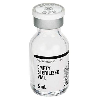 5 mL Empty Glass Medication Vials, Sterile, Clear 25 Count