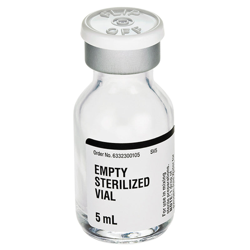 5 mL Empty Glass Medication Vials, Sterile, Clear 25 Count