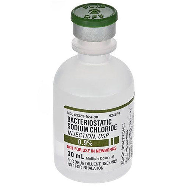 Bacteriostatic Sodium Chloride 0.9% For Injection 30 mL Multiple Dose Vials, 25/tray (Rx)