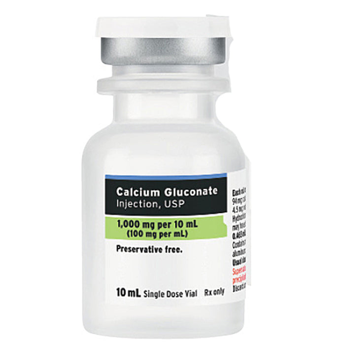 Calcium Gluconate for Injection 1000mg per 10 ml vial Multiple-Dose vials 10 mL x 25/Tray (Rx)