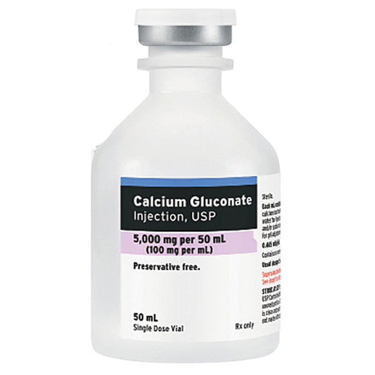Calcium Gluconate Injection 5000 mg per 50 ml vial Single-Dose vials 50 mL x 25/Tray (Rx)