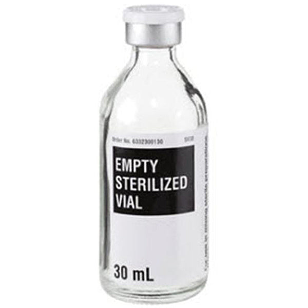 30 mL Empty Sterile Vials, Clear Glass, 25/Tray by Fresenius Kabi