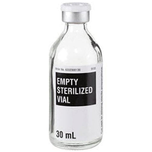 30 mL Empty Sterile Vials, Clear Glass, 25/Tray by Fresenius Kabi