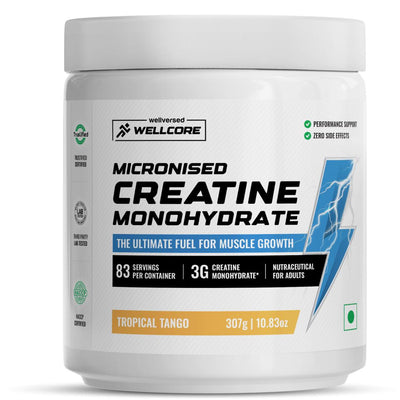 Wellcore - Pure Micronised Creatine Monohydrate (307g, 83Servings) Tropical Tango