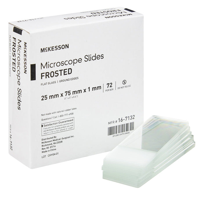 Microscope Slides with Frosted-Edge Glass, Ground Edges, 1 mm Thick 72/Box