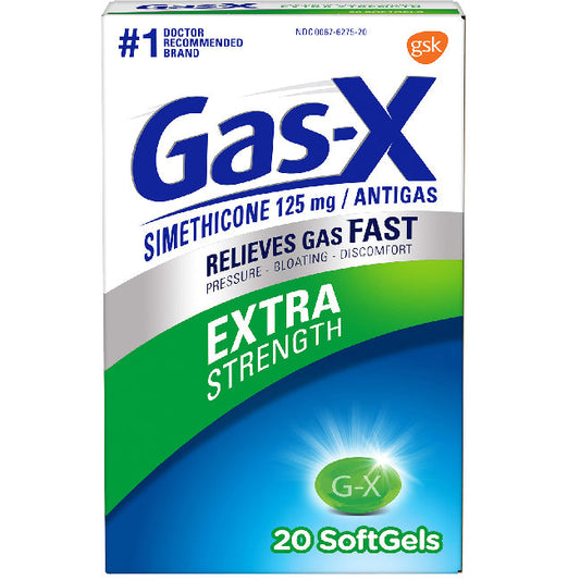 Gas-X Extra Strength Softgels 125 mg Peppermint Flavor 20 Count