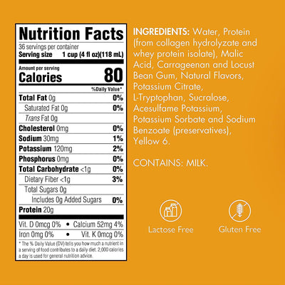 Gelatein Protein Nutritional Oral Gelatin Orange Citrus Flavor 36/Case
