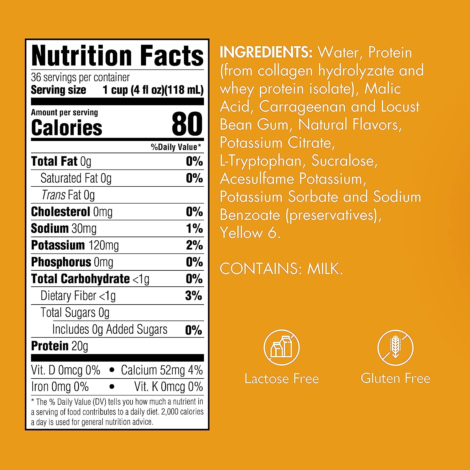Gelatein Protein Nutritional Oral Gelatin Orange Citrus Flavor 36/Case