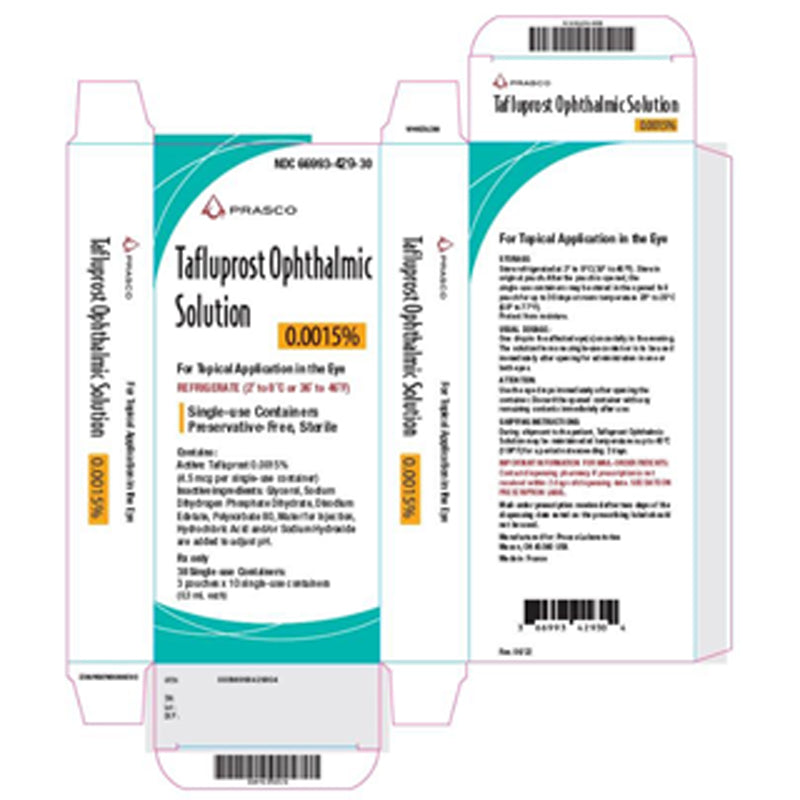 Tafluprost Ophthalmic Solution Eye Drops 0.0015% Preservative Free, Sterile 30 Count