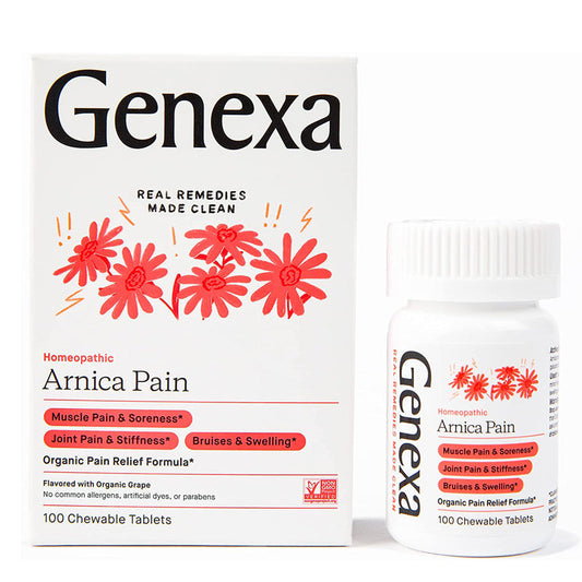 Genexa Arnica Pain Relief Remedy Arnica 100 Chewable Tablets, Grape Flavor