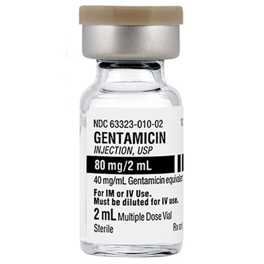 Gentamicin Sulfate for Injection Multiple Dose Vials 80 mg in 2mL Vials, 25/Tray