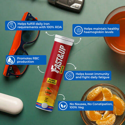Fast&Up Iron 19 mg Effervescent Tablets - Tangy Orange Flavor