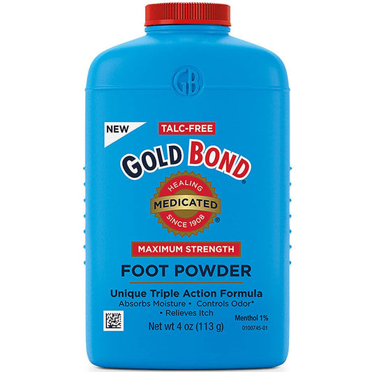 Gold Bond Medicated Foot Powder Max Strength, Talc-Free 4 oz