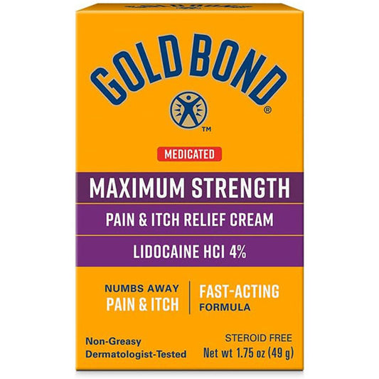 Gold Bond Lidocaine Cream Maximum Strength 4% Pain and Itch Relief