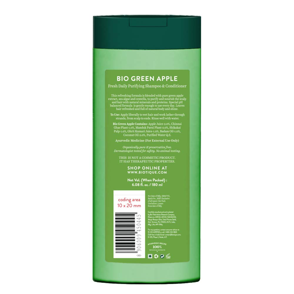 Biotique Green Apple Shine & Gloss Shampoo & Conditioner For Glossy Healthy Hair