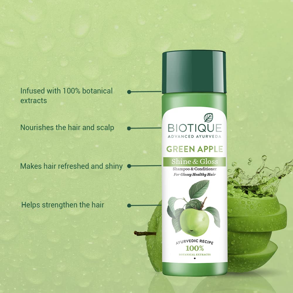 Biotique Green Apple Shine & Gloss Shampoo & Conditioner For Glossy Healthy Hair