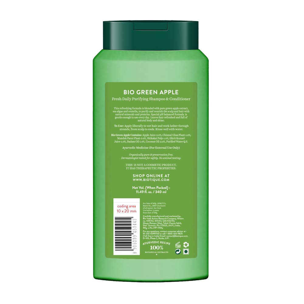 Biotique Green Apple Shine & Gloss Shampoo & Conditioner For Glossy Healthy Hair
