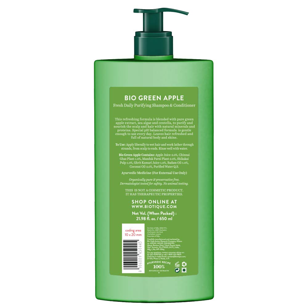 Biotique Green Apple Shine & Gloss Shampoo & Conditioner For Glossy Healthy Hair