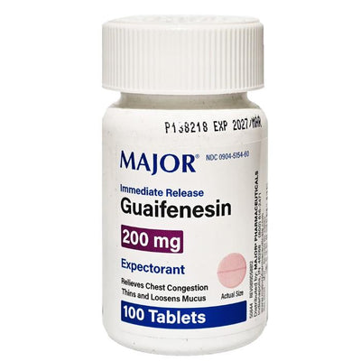 Guaifenesin Expectorant Tablets 200 mg Chest Congestion Relief Medicine 100 Count
