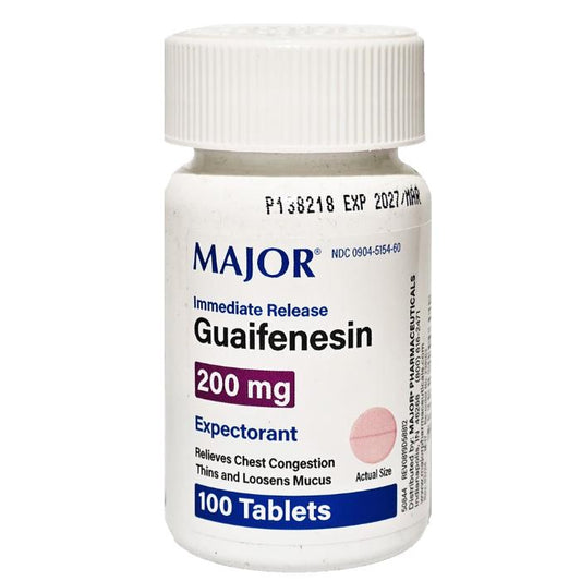 Guaifenesin Expectorant Tablets 200 mg Chest Congestion Relief Medicine 100 Count