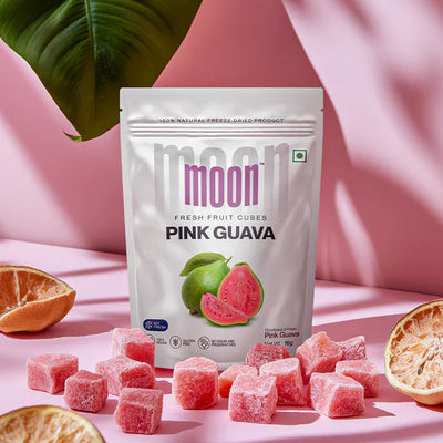 Moon Freeze Dried Pink Guava Cubes | 16 gms