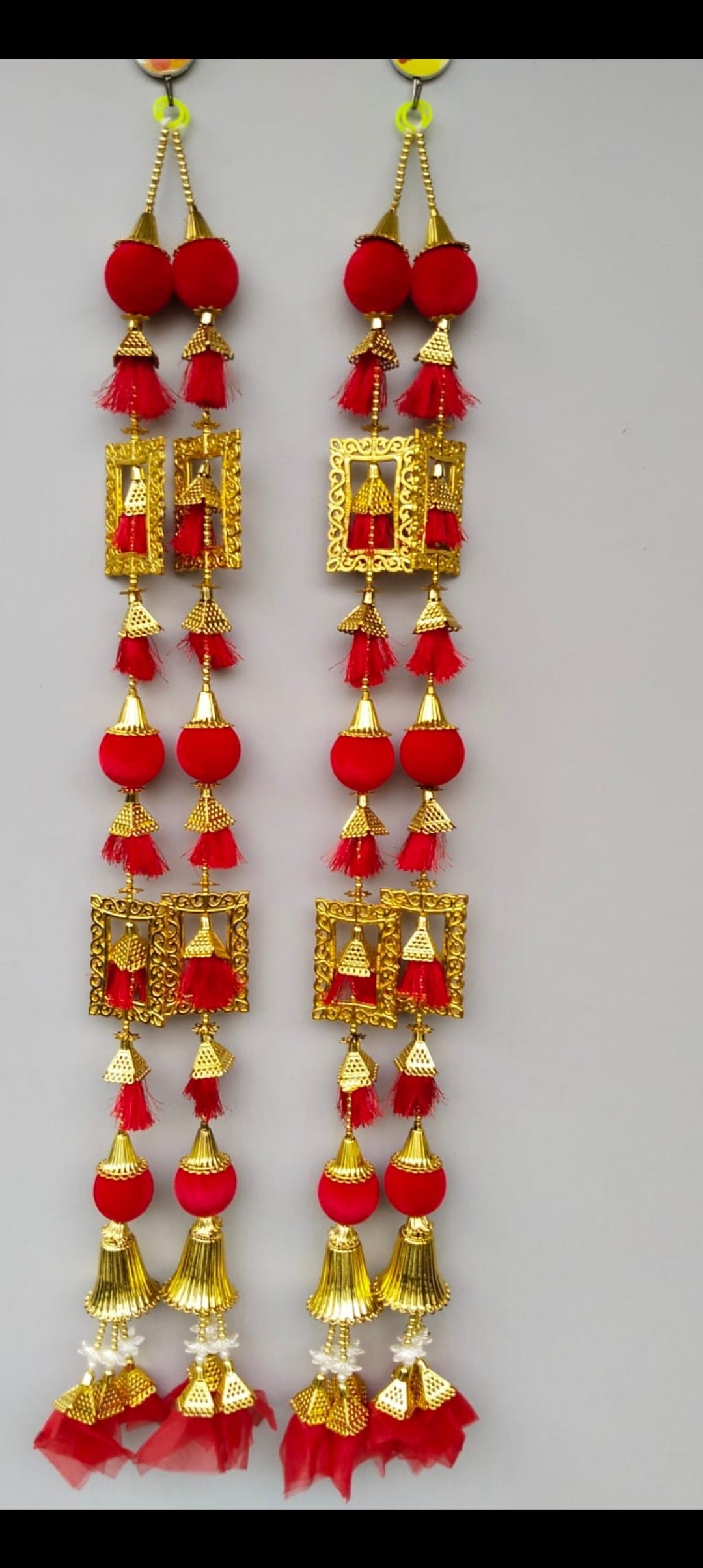 Handcrafted Bandarwaar Toran Door Hanging – Auspicious Home Decor - Red and Yellow Colors
