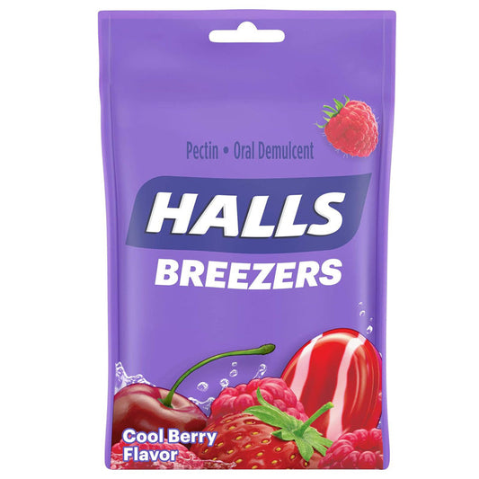Halls Breezers Cough Drops with Cool Berry Flavor 25/Bag