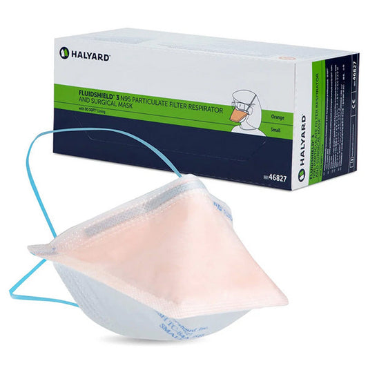 Fluidshield N95 Surgical Particulate Respirator Face Masks with SO Soft Lining, Small 35/box